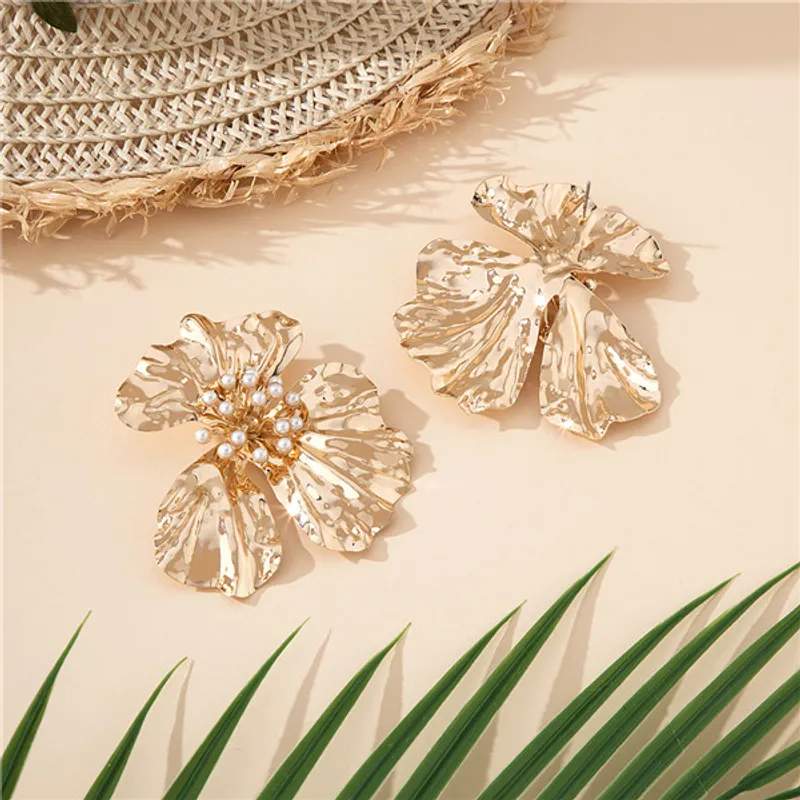 Flower Inlay Pearl Ear Studs