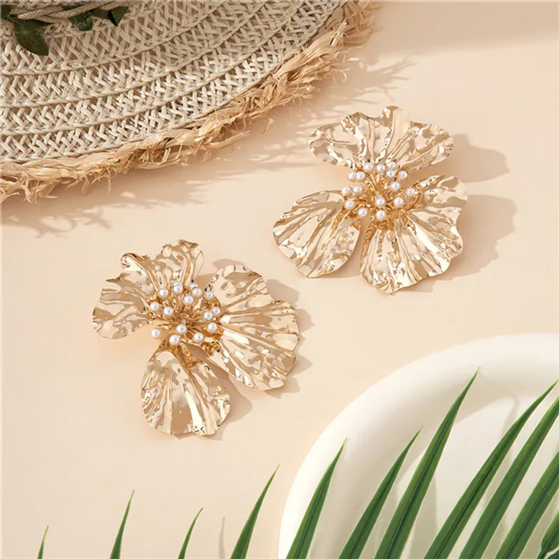 Flower Inlay Pearl Ear Studs
