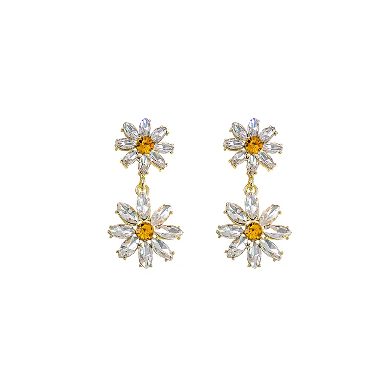 Simple Flower Zircon Inlay Drop Earrings