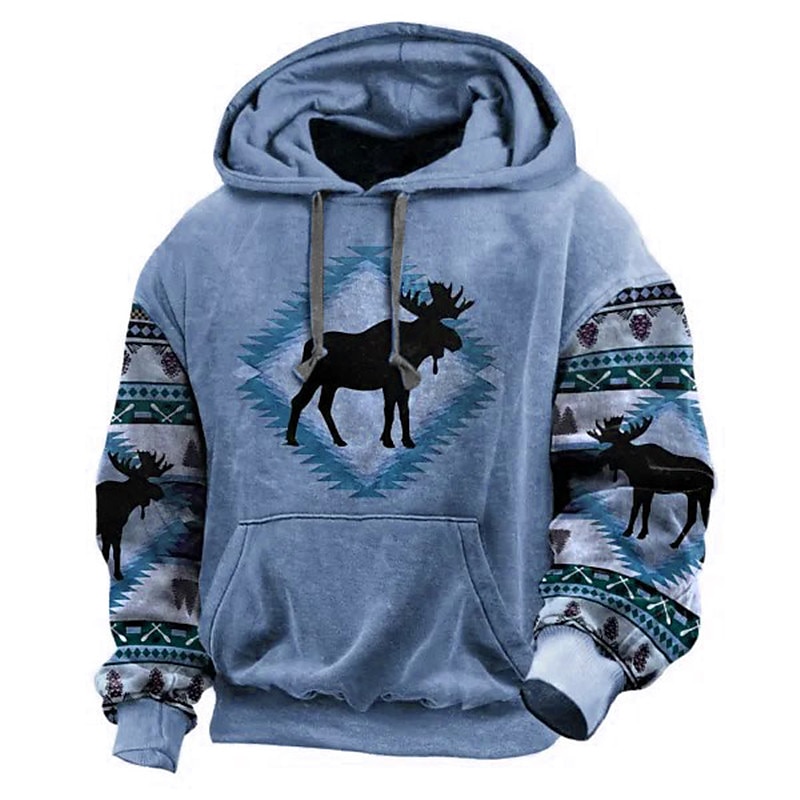 Moose Reindeer 3D Pullover Hoodie