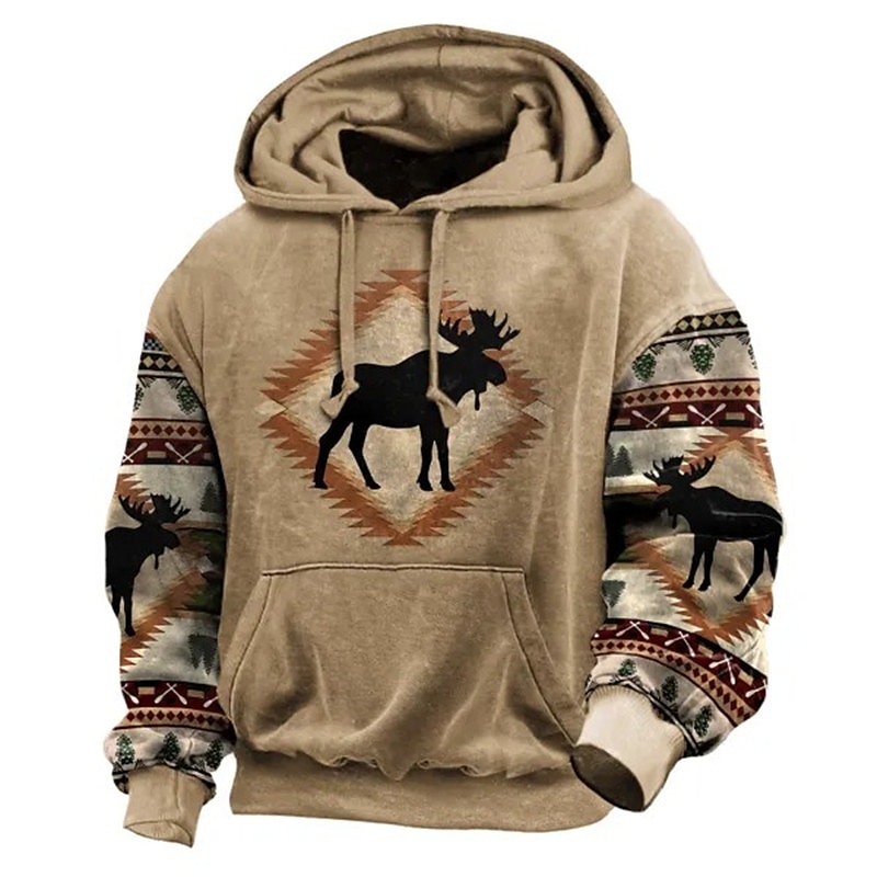 Moose Reindeer 3D Pullover Hoodie