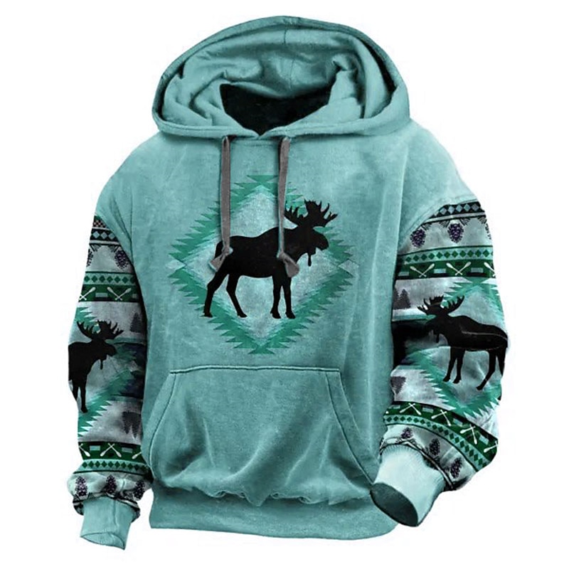Moose Reindeer 3D Pullover Hoodie